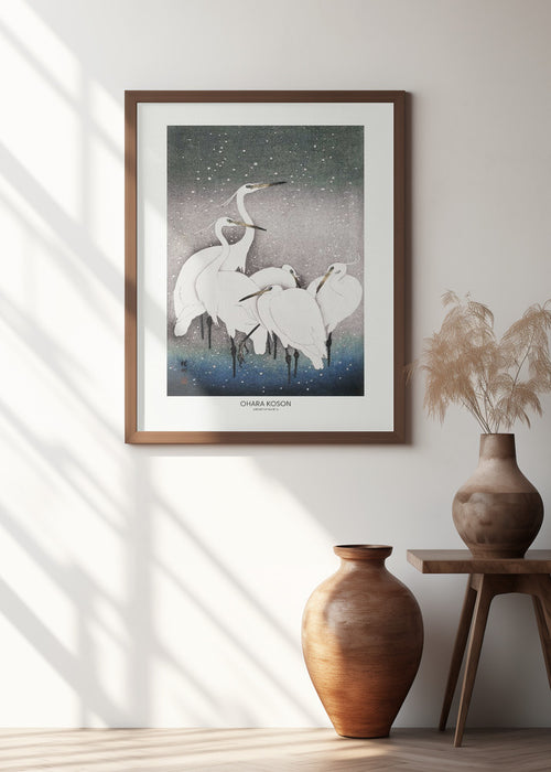 Group Of Egrets Framed Art Modern Wall Decor