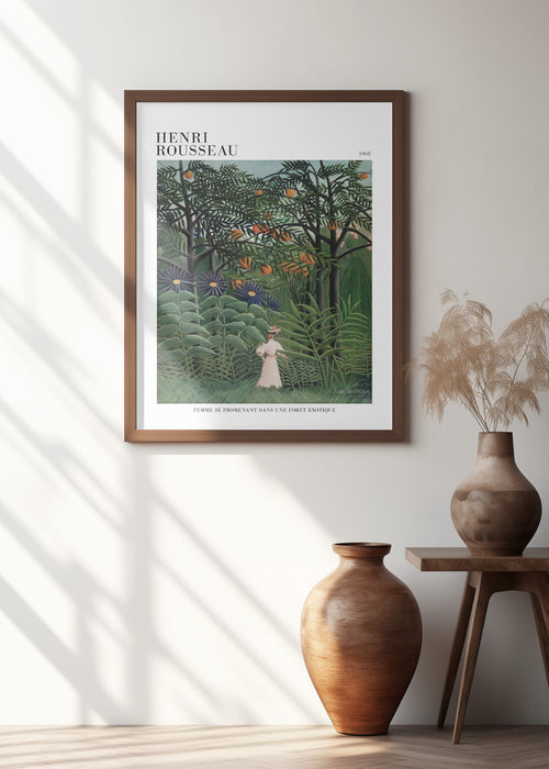 Femme Se Promenant Dans Une Foret Exotique Framed Art Modern Wall Decor