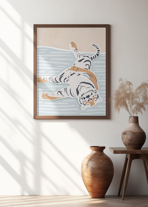 Scandi Sleeping Tiger Children's Art Framed Art Modern Wall Decor