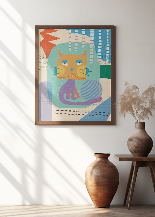 Fat Cheeks Cat Framed Art Modern Wall Decor