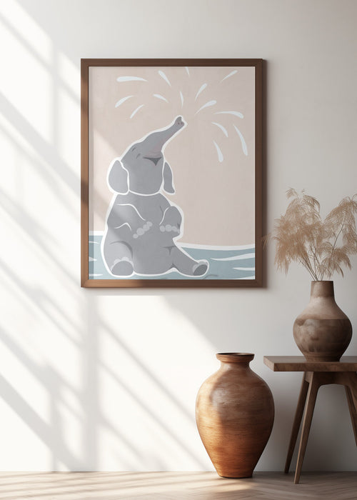 Cute scandi elephant children's art Framed Art Modern Wall Decor