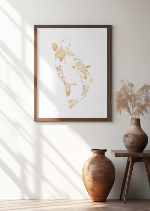 Gold koi fish silhouettes Framed Art Wall Decor