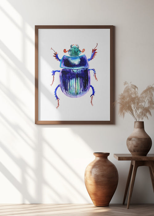 Earth-boring dung beetle or Anoplotrupes stercorosus Framed Art Modern Wall Decor