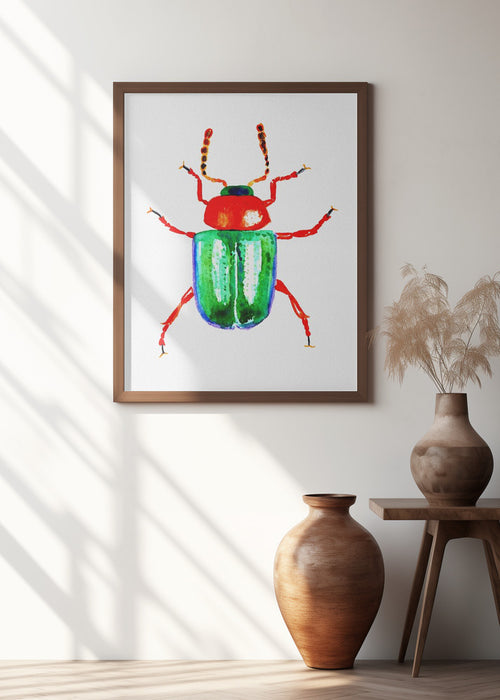 Knotweed beetle or Gastrophysa polygoni Framed Art Modern Wall Decor