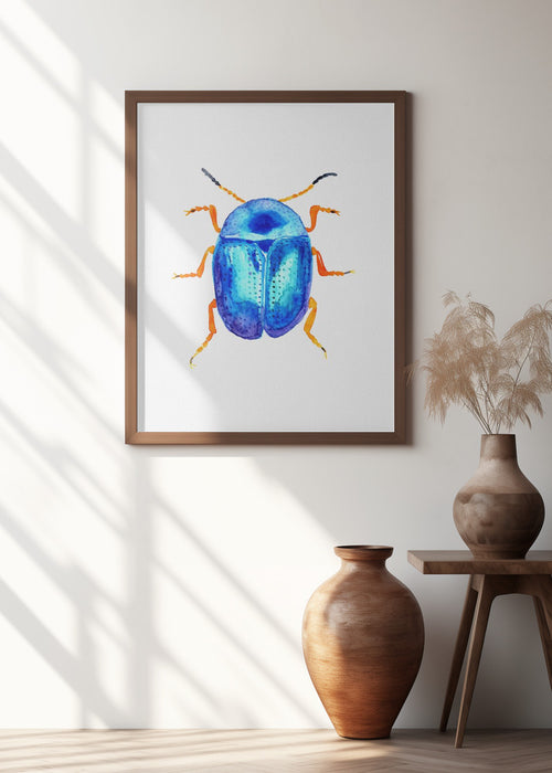 Blue leaf beetle or Colaphus sophiae Framed Art Modern Wall Decor