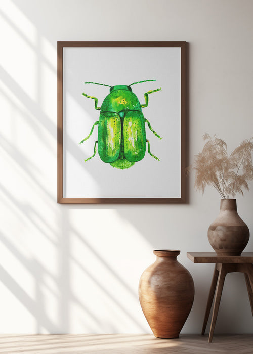 Cylindrical leaf beetle or Cryptocephalus sericeus Framed Art Modern Wall Decor