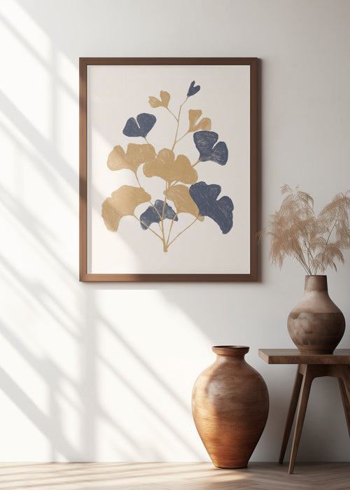 Golden Ginko Framed Art Wall Decor