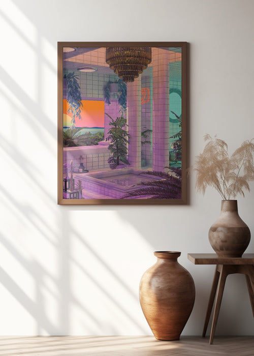 Vaporwave Pool Framed Art Modern Wall Decor