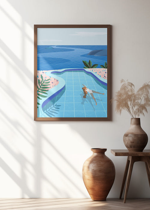 Girl in Pool Framed Art Modern Wall Decor