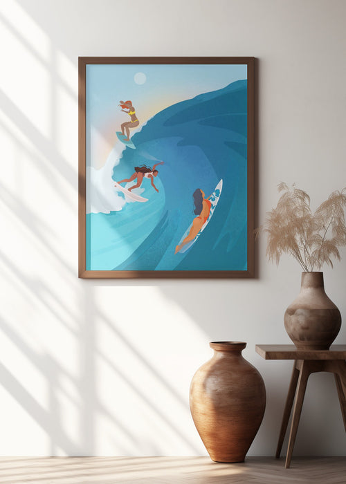 Surfers Framed Art Modern Wall Decor