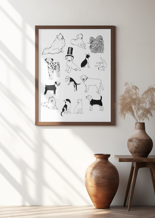 Dogs Framed Art Modern Wall Decor