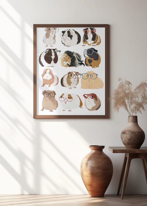 Guinea Pig in Glasses Framed Art Modern Wall Decor