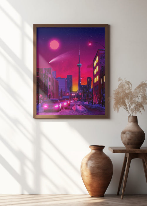 Neon City Framed Art Modern Wall Decor