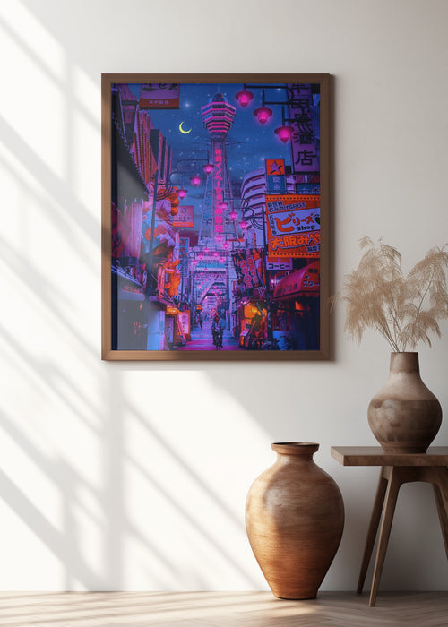 Osaka Lights Framed Art Modern Wall Decor