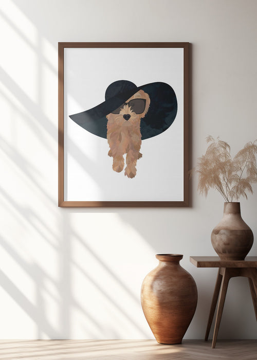 Cockapoo Sun Hat Framed Art Wall Decor