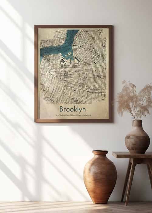 Brooklyn map Framed Art Modern Wall Decor