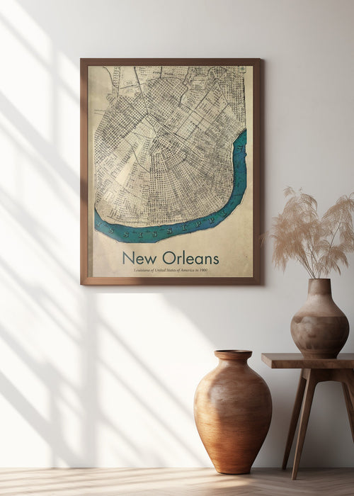 New Orleans map Framed Art Modern Wall Decor