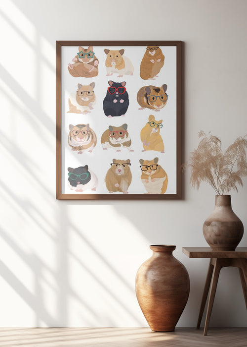 A1 Hamsters In Glasses Framed Art Modern Wall Decor