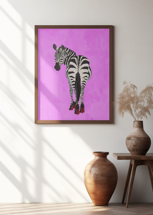 Zebra Shoes pink Framed Art Wall Decor