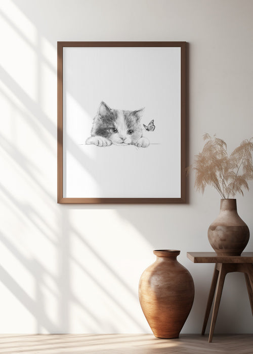 Black Cat Framed Art Modern Wall Decor