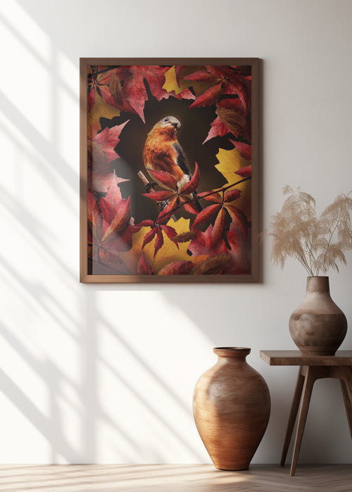 Bird Autumn Framed Art Modern Wall Decor