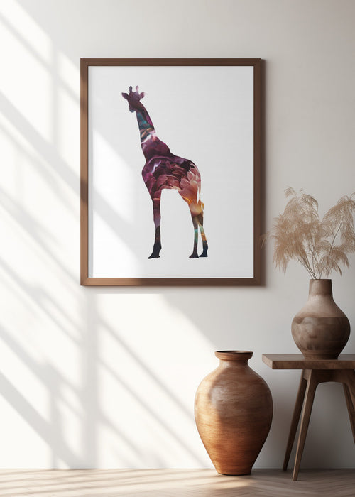 Flower Giraffe Framed Art Modern Wall Decor