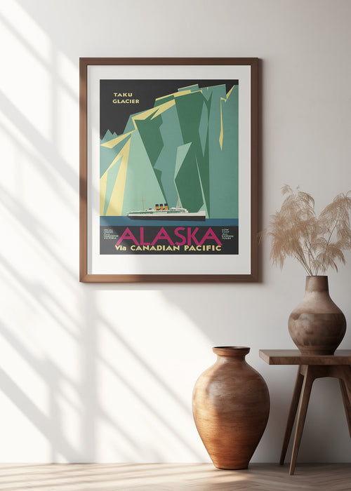 Alaska Via Canadian Pacific. Taku Glacier Framed Art Modern Wall Decor