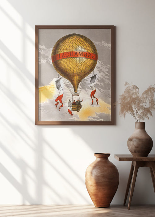 Balloon Labeled With Two Men Riding In the Basket 1880 Framed Art Wall Decor