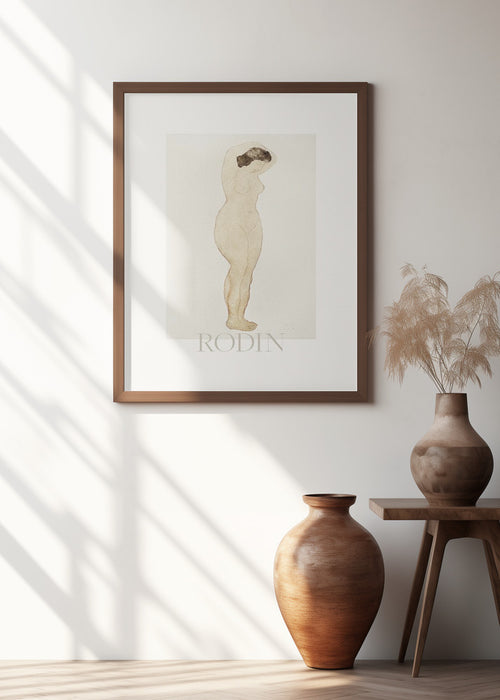 Nude, Standing With Hands On Head Framed Art Modern Wall Decor