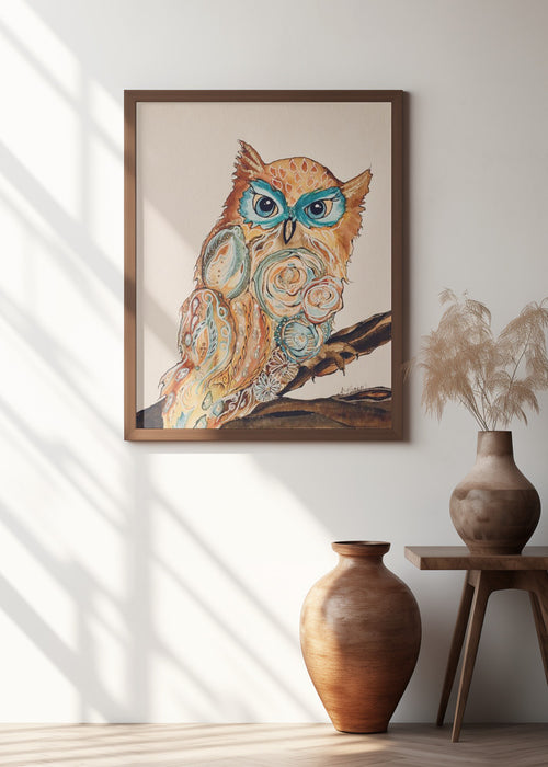 Wise Owl Framed Art Modern Wall Decor