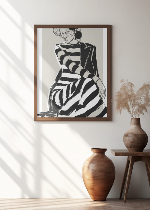 Striped Dress Framed Art Modern Wall Decor
