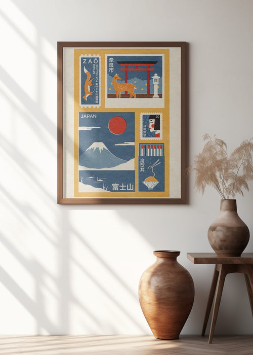 Japanese Ephemera Framed Art Modern Wall Decor