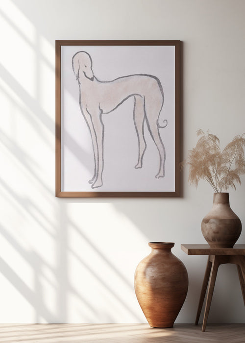 Pastel hound Framed Art Modern Wall Decor