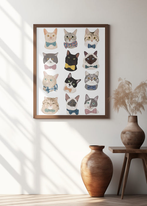 Cats In Bow Tie Framed Art Wall Decor