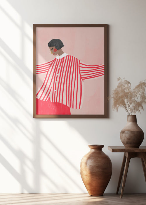 The Woman With the Red Stripes Framed Art Modern Wall Decor