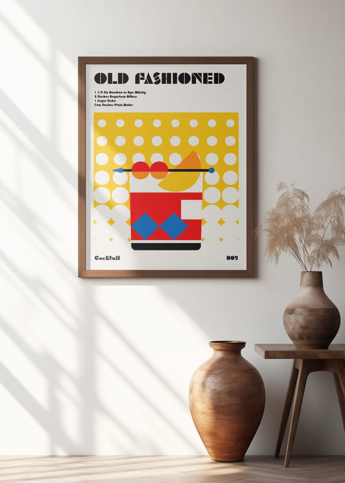 Old Fashioned Bauhaus Cocktail Framed Art Modern Wall Decor