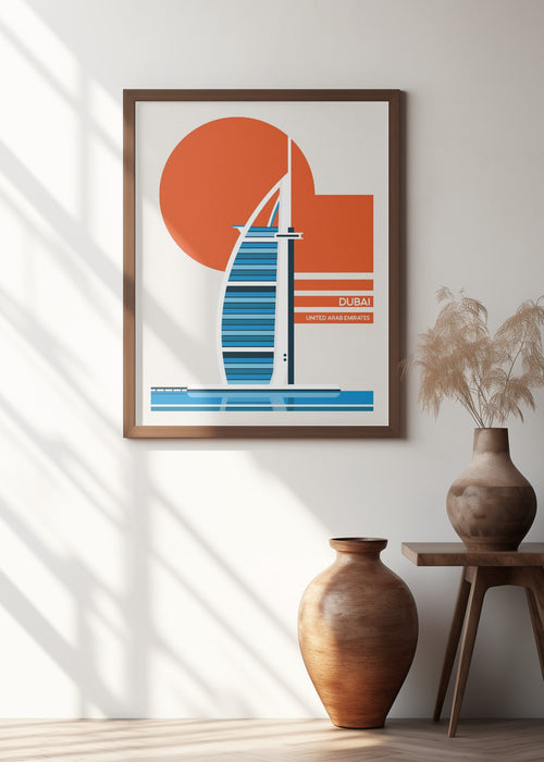 Dubai Burj Al Arab Minimalist Retro Travel Print Framed Art Modern Wall Decor