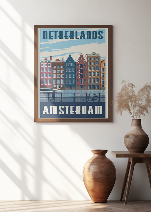 Amsterdam Travel Print Framed Art Modern Wall Decor