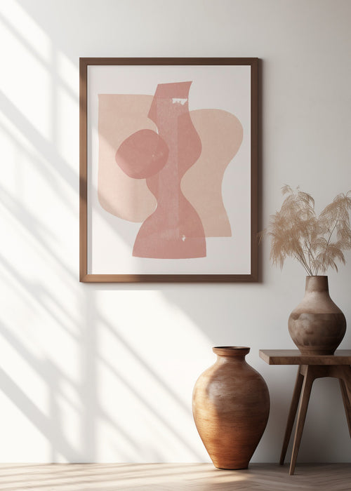 Peach Paper Cut Composition No.1 Framed Art Modern Wall Decor