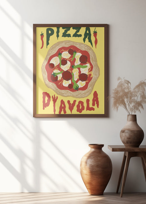 Pizza Diavola Framed Art Modern Wall Decor