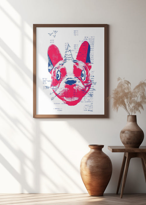 Absurd French Bulldog with a Tree Framed Art Modern Wall Decor