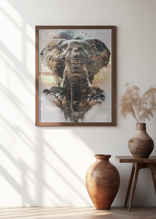 Elephant Africa Wild Animal Vintage Illustration Art 02 Framed Art Modern Wall Decor