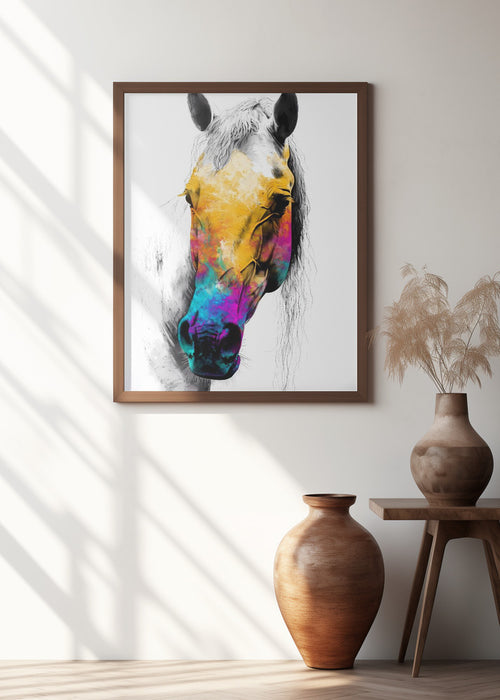 Horse Wild Tribal Illustration Art 08 Framed Art Modern Wall Decor