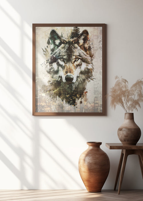 Wolf Wild Animal Vintage Illustration Art 01 Framed Art Modern Wall Decor