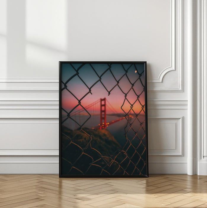 Golden Gate Caged Framed Art Modern Wall Decor