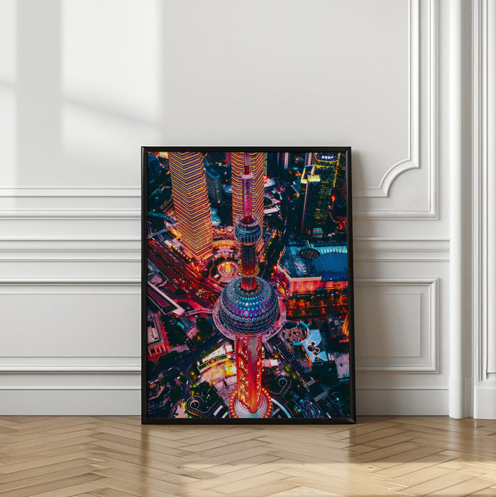 Oriental Pearl Tower Framed Art Modern Wall Decor