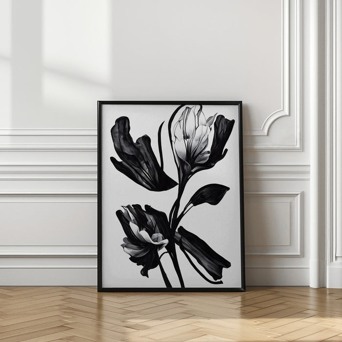 Black Flower Framed Art Modern Wall Decor