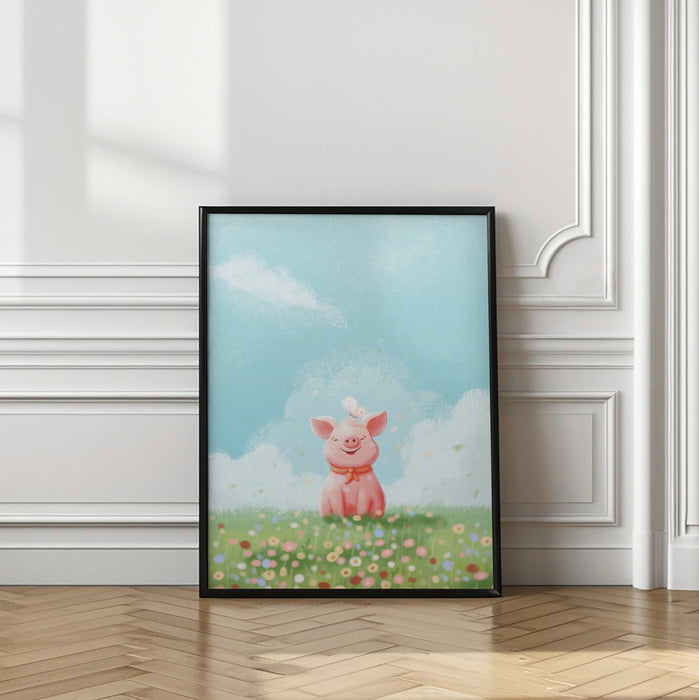 Cute Pig Framed Art Modern Wall Decor