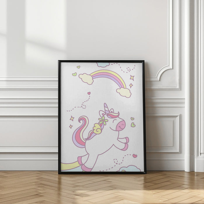 Unicorn and Baby girl Framed Art Modern Wall Decor