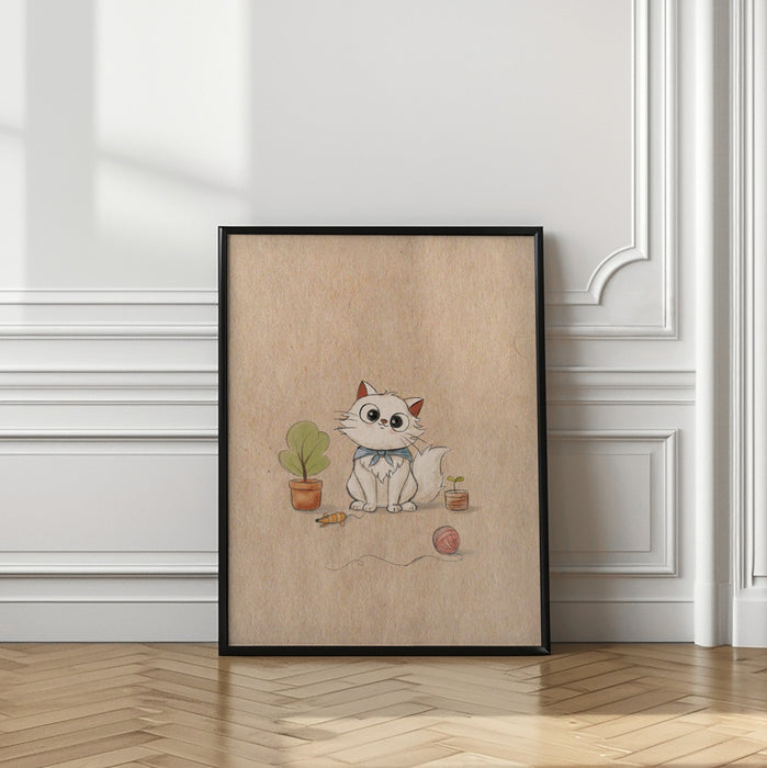 Kawaii Cat Framed Art Modern Wall Decor